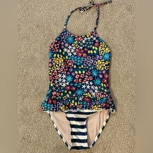 Tea Collection Floral Kids Swim One Piece - Navy and Multicolor